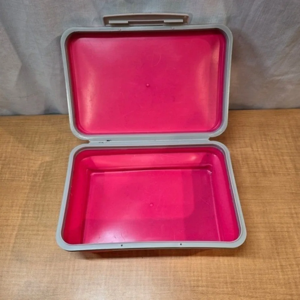 IT'S ACADEMIC Collapsible Pencil Pen‎ Case Box with Lid Flexi Storage Pink Gray
